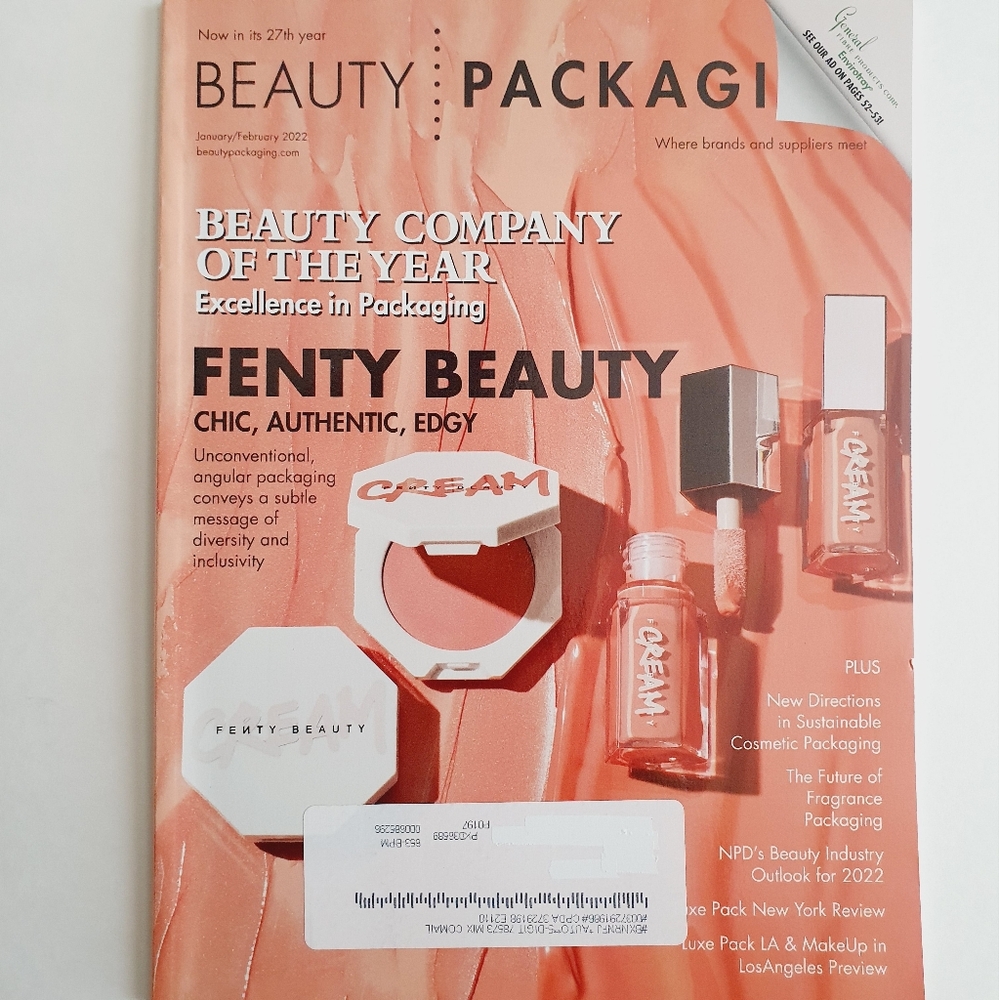 Beauty Packaging Magazine January, 2022 Beauty Company Of The Year. Fenty Beauty